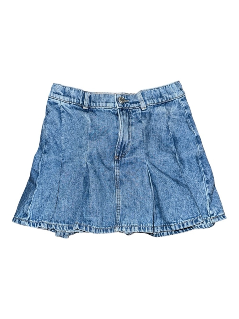 H&M Girls Pleated Denim Skirt Size 9-10 Good Used Condition